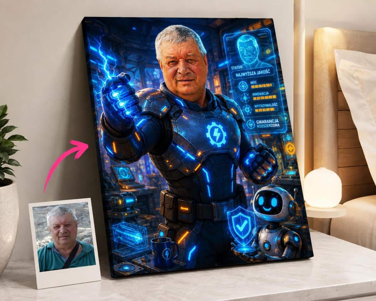 Karykatura z Twojego zdjęcia – Tech-superbohater „Wersja Premium&amp;quot;, prezent urodzinowy 83040 - zdjęcie 3