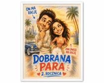 Plakat na 2. Rocznicę Ślubu ze Zdjęcia — Śmieszna Karykatura Pary | Bawełniane Gody 83072 - miniaturka 6