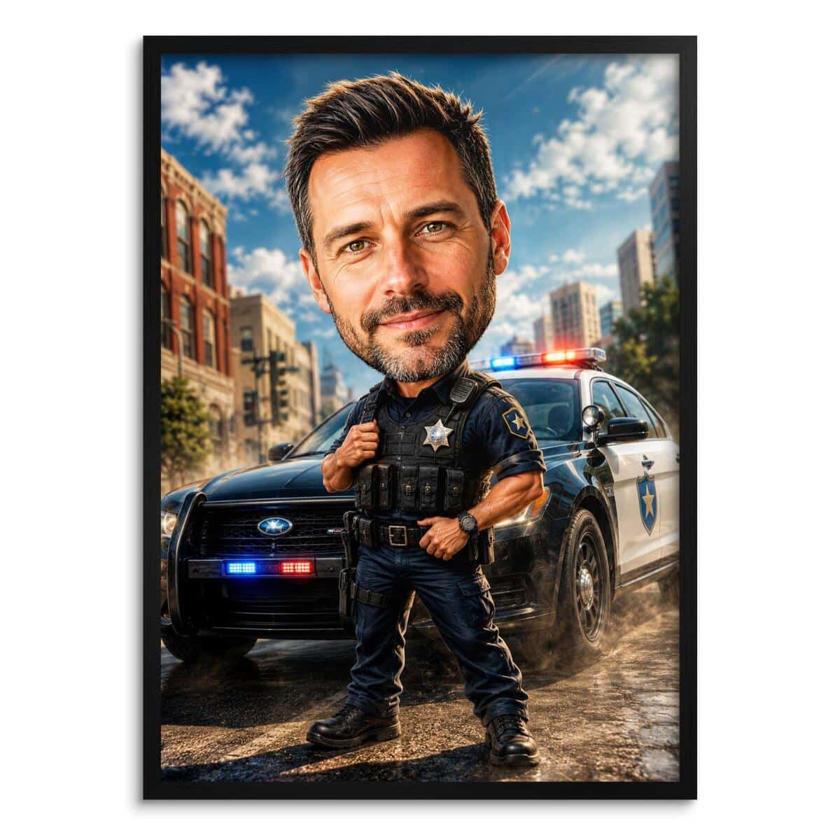 Humorystyczny Plakat ze Zdjęcia – Karykatura Policjanta | Prezent na Urodziny lub Imieniny 31507
