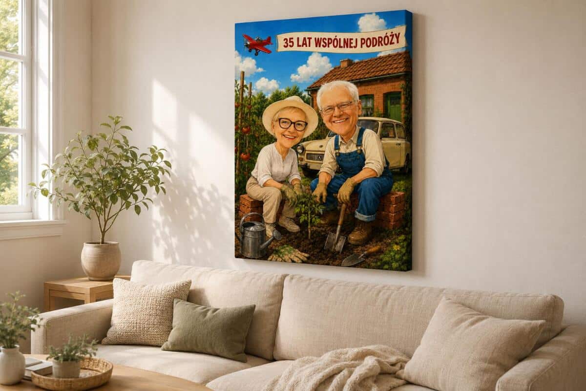 Prezent na 35 rocznicę ślubu z Twojego zdjęcia – Karykatura anime retro 83012 - zdjęcie 2