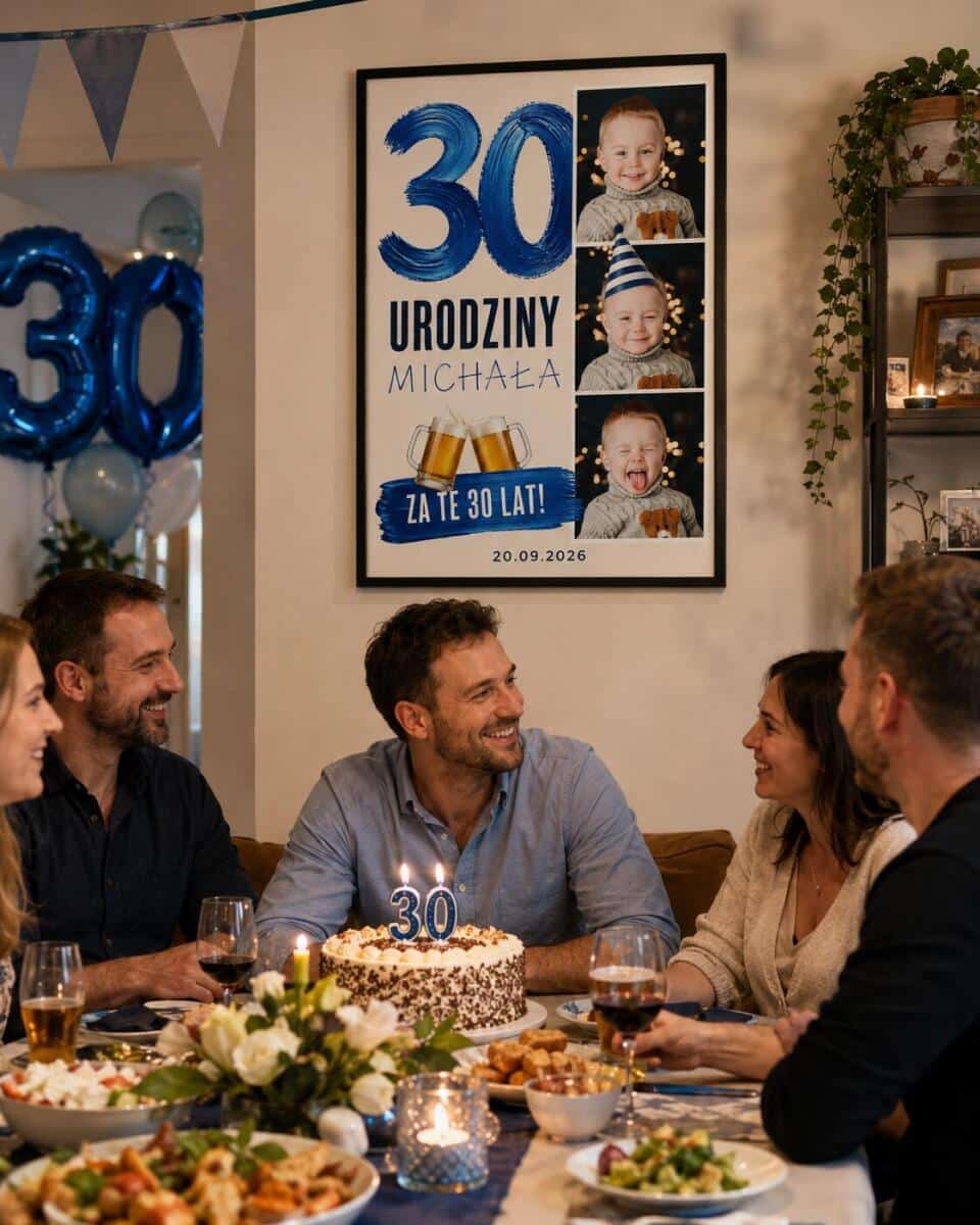 Tablica na 30 urodziny ze zdjęciem z dzieciństwa | Plakat na trzydziestkę dla mężczyzny 39034 - zdjęcie 2