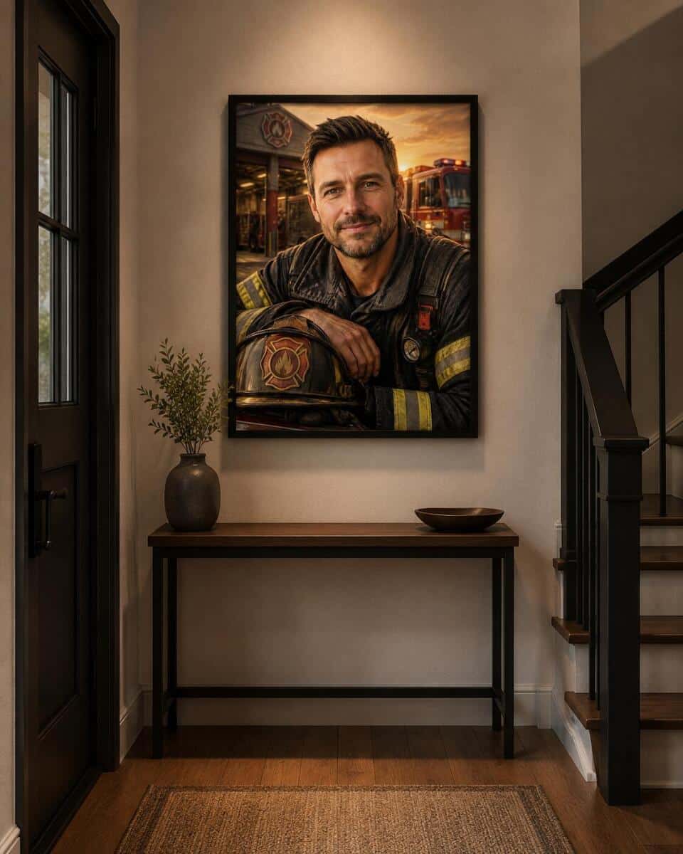 Plakat ze Zdjęcia – Elegancki Portret Strażaka | Prezent na Jubileusz, Awans od Współpracowników lub Rodziny 31513 - zdjęcie 2