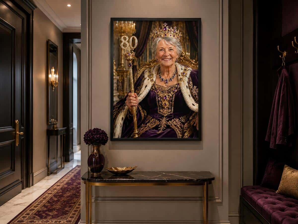 Personalizowany Plakat Królowa na 80 Urodziny | Portret ze Zdjęcia 31450 - zdjęcie 4