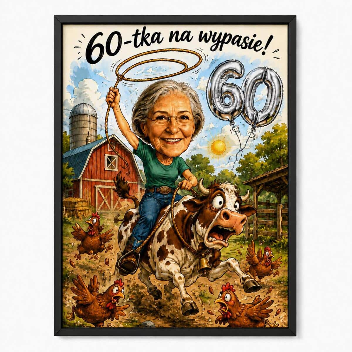 Plakat na 60 urodziny z Twojego zdjęcia – śmieszna karykatura 83001