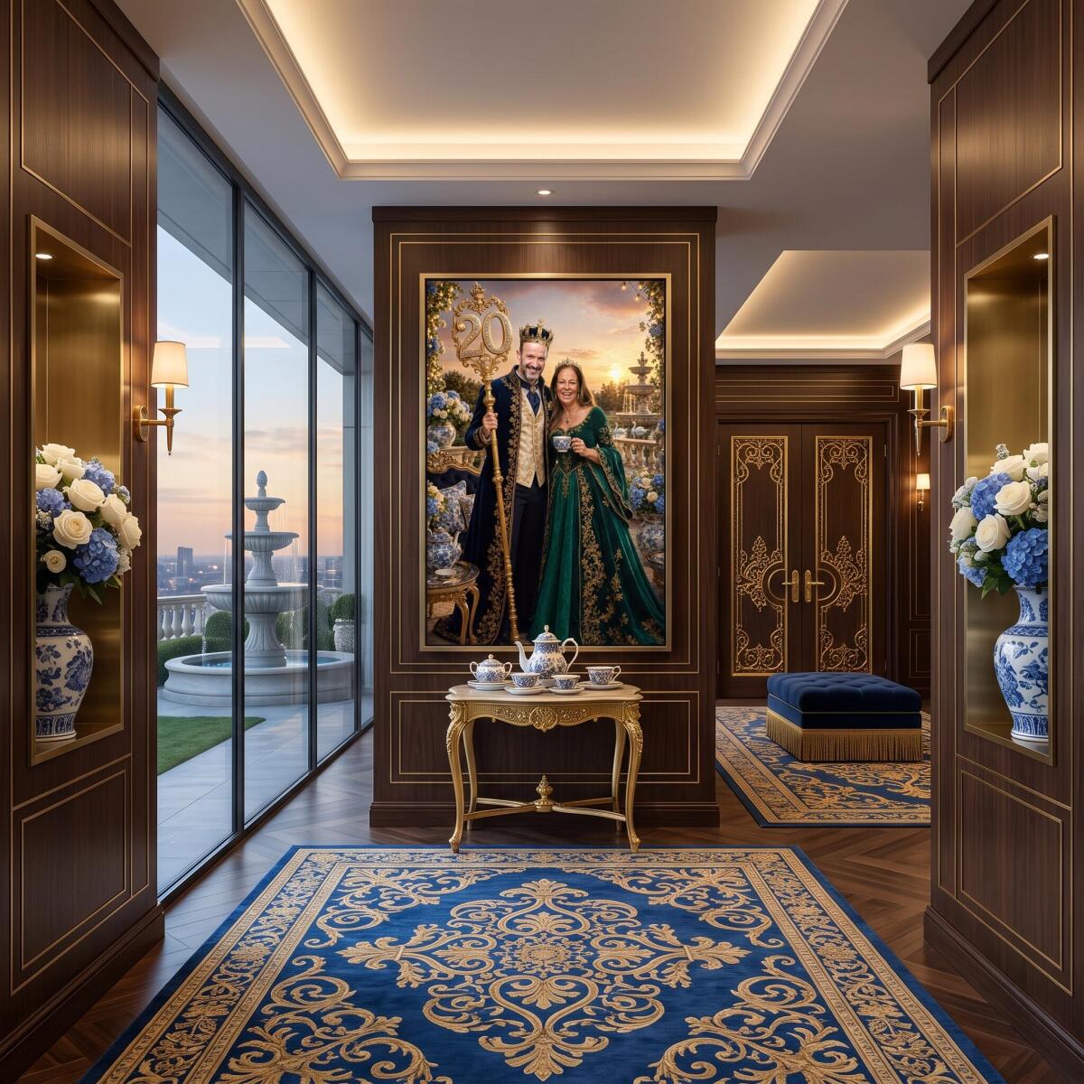Obraz na Płótnie Królewska 20 Rocznica Ślubu | Portret Para Królewska Porcelanowe Gody 31428 - zdjęcie 4