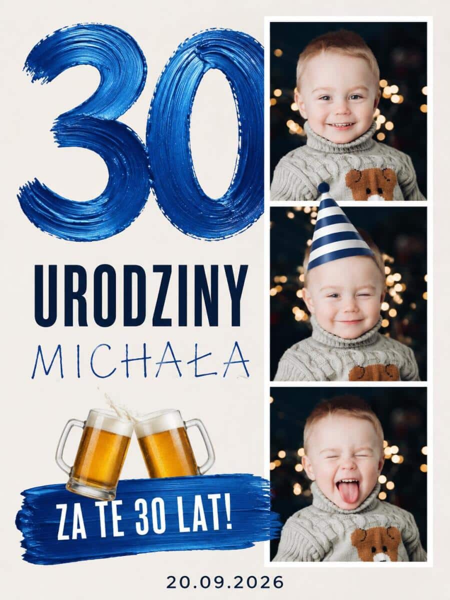 Tablica na 30 urodziny ze zdjęciem z dzieciństwa | Plakat na trzydziestkę dla mężczyzny 39034 - zdjęcie 5