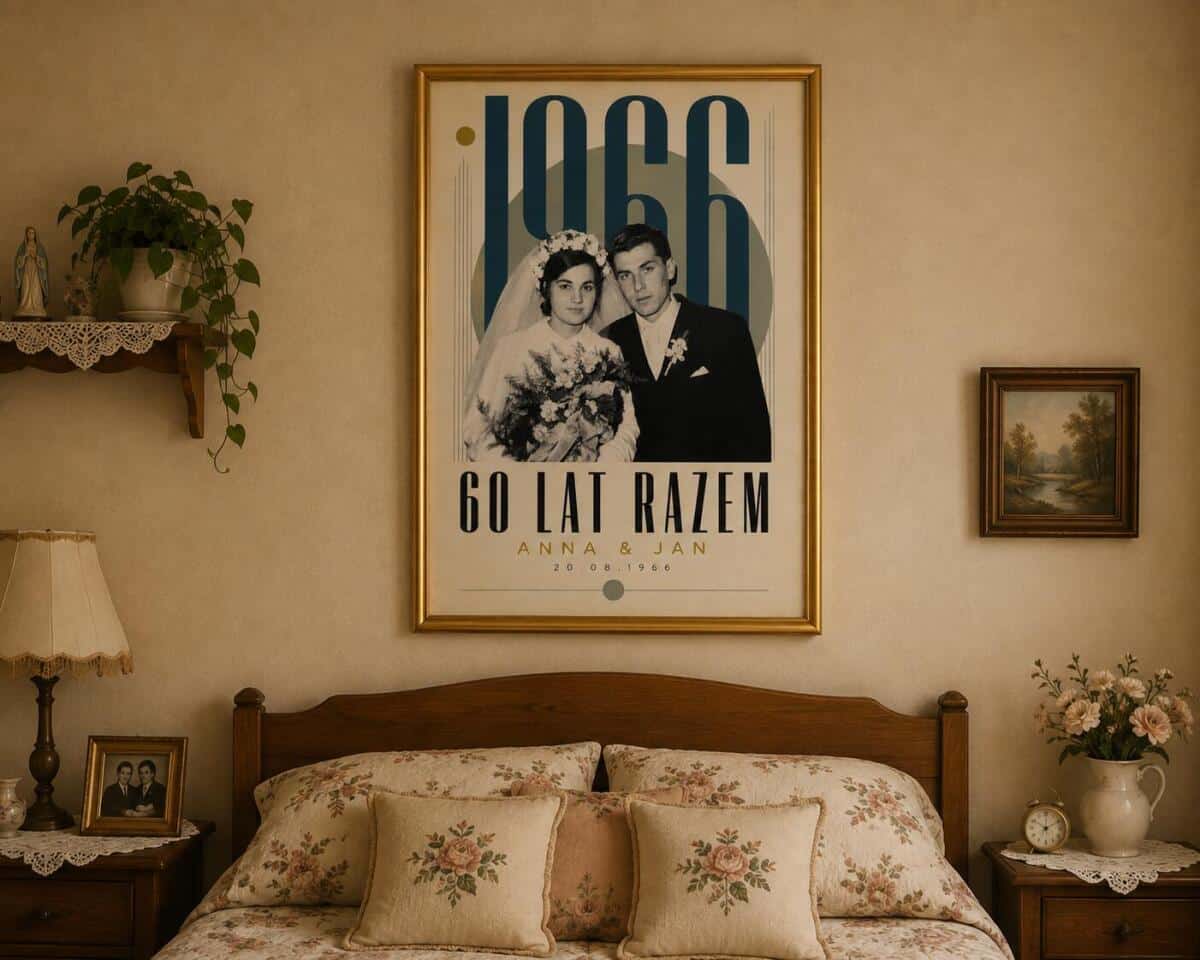 Prezent na 60. Rocznicę Ślubu- Plakat ze zdjęcia Retro | Diamentowe Gody 31916 - zdjęcie 2