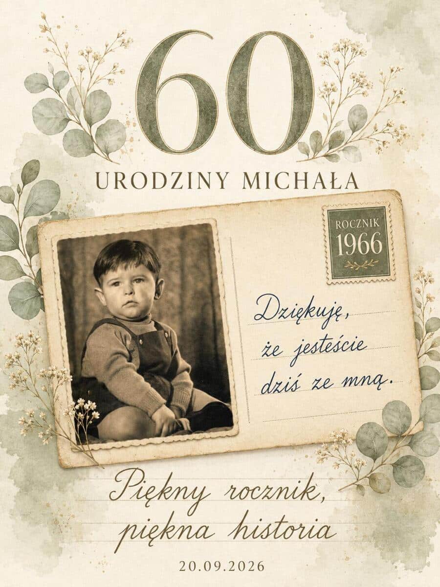 Tablica powitalna na 60 urodziny | Plakat ze starego zdjęcia na sześćdziesiątkę dla mężczyzny 39040 - zdjęcie 5