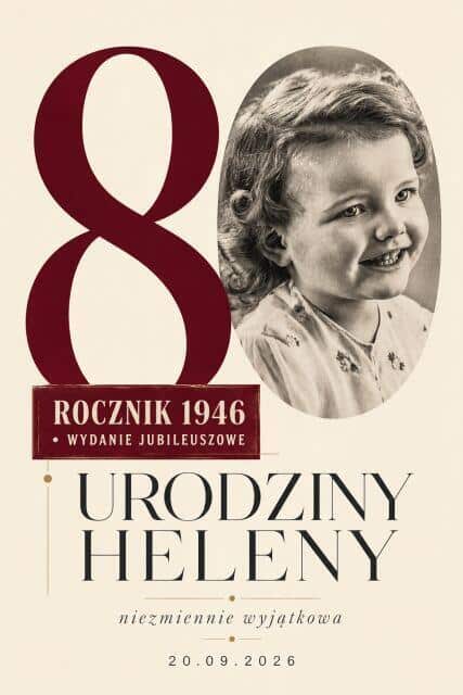 Tablica powitalna na 80 urodziny ze zdjęciem z dzieciństwa | Plakat dla Kobiety na osiemdziesiątkę 39043 - zdjęcie 5