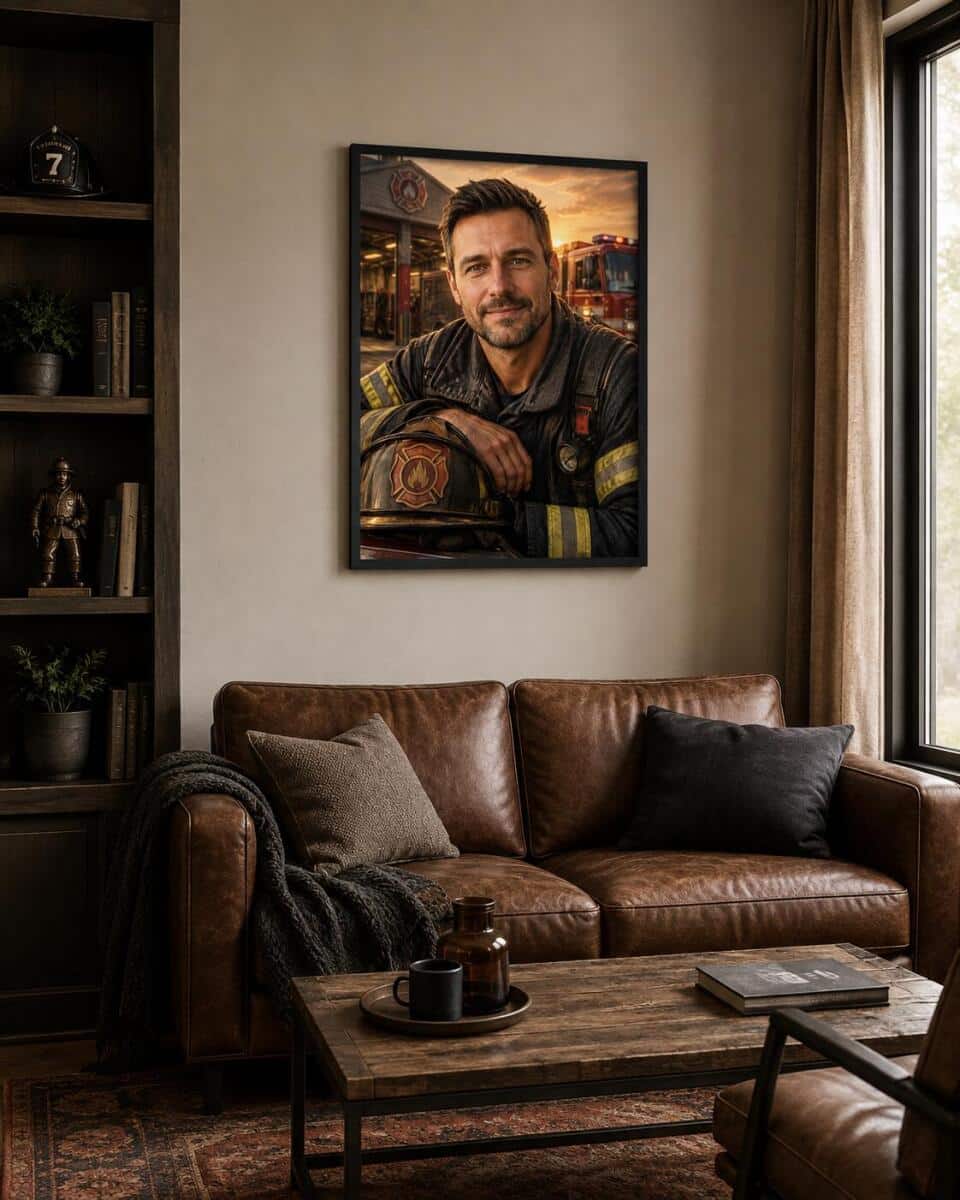 Plakat ze Zdjęcia – Elegancki Portret Strażaka | Prezent na Jubileusz, Awans od Współpracowników lub Rodziny 31513 - zdjęcie 4