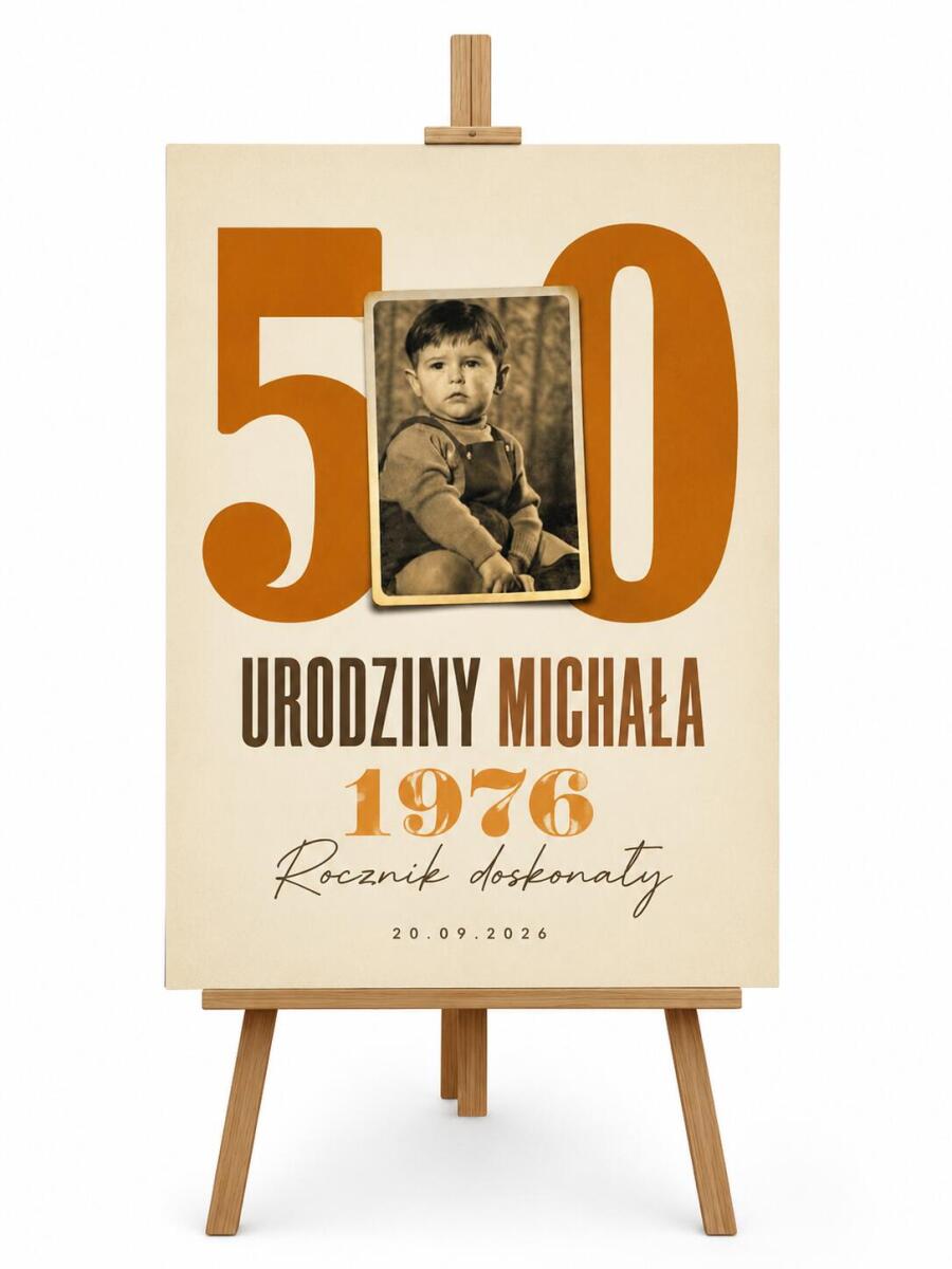 Tablica powitalna 50 urodziny mężczyzny | Plakat ze starym zdjęciem na pięćdziesiątkę 39038 - zdjęcie 4