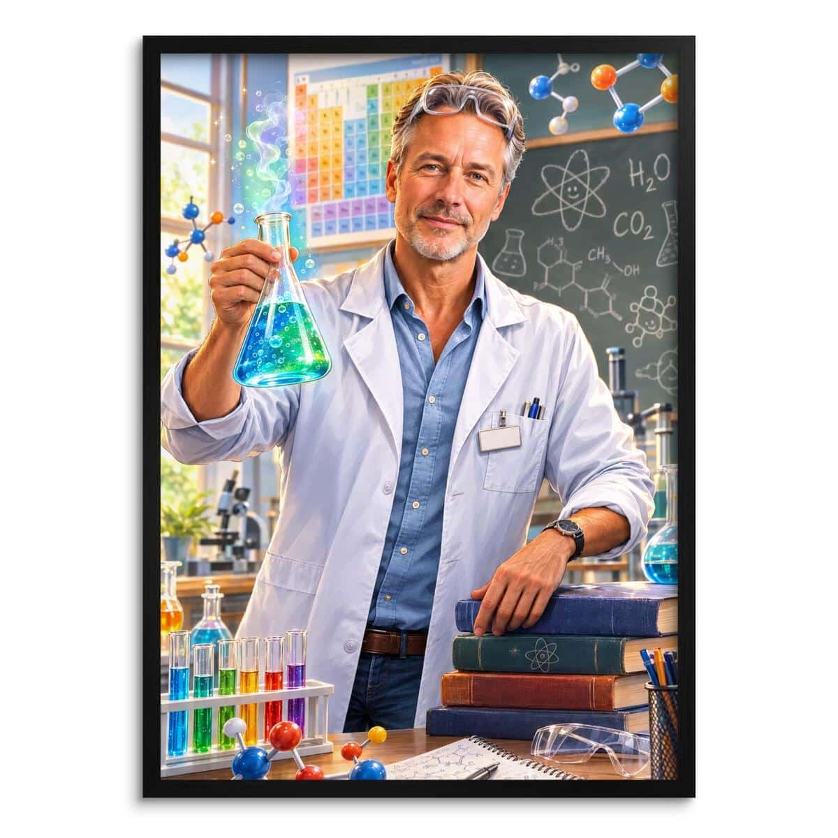 Personalizowany plakat dla nauczyciela chemii na Dzień Nauczyciela | Portret ze zdjęcia 31466 - zdjęcie 2