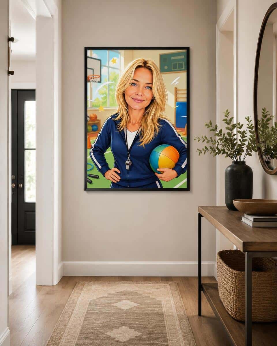 Personalizowany plakat dla nauczyciela WF na Dzień Nauczyciela | Sportowy portret ze zdjęcia 31479 - zdjęcie 3