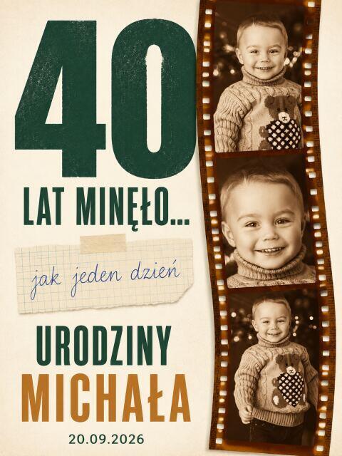 Tablica powitalna na 40 urodziny dla mężczyzny ze starym zdjęciem - Plakat czterdziestka retro 39036 - zdjęcie 3