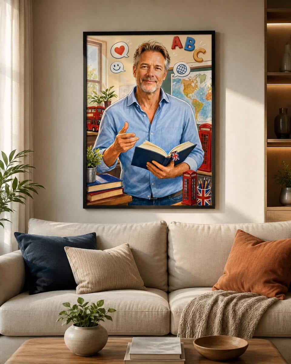 Personalizowany plakat dla nauczyciela języka angielskiego na Dzień Nauczyciela | Portret ze zdjęcia 31471 - zdjęcie 8