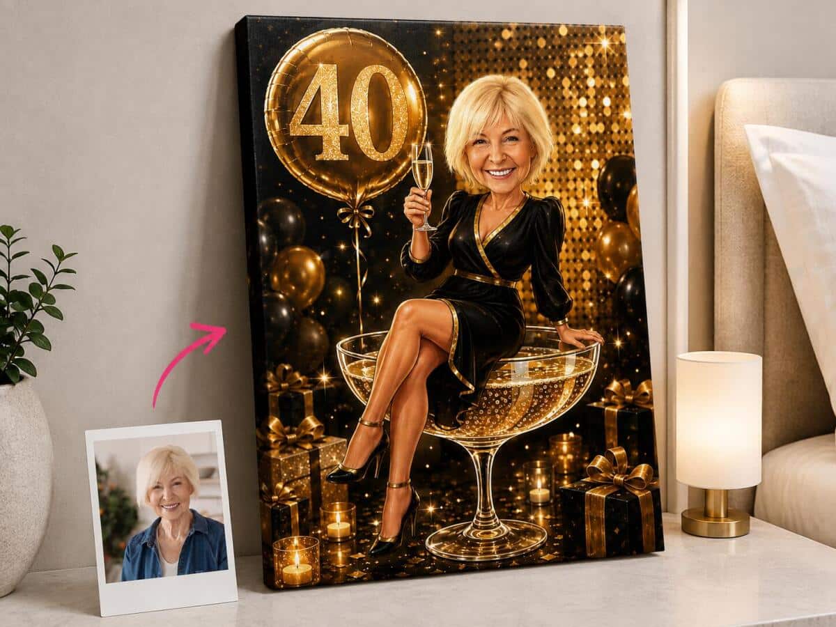 Obraz portret z Twojego zdjęcia – Karykatura glamour na 40 urodziny 83047 - zdjęcie 2