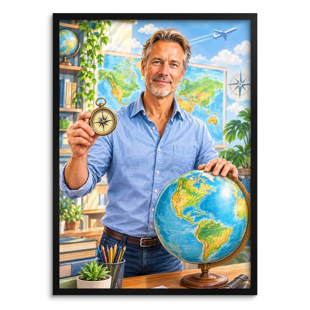 Personalizowany plakat dla nauczyciela geografii na Dzień Nauczyciela | Globus i kompas 31468 - zdjęcie 2