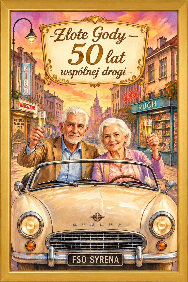 Śmieszny Plakat na 50. Rocznicę Ślubu ze Zdjęcia — Prezent Karykatura na Złote Gody 83093 - zdjęcie 3