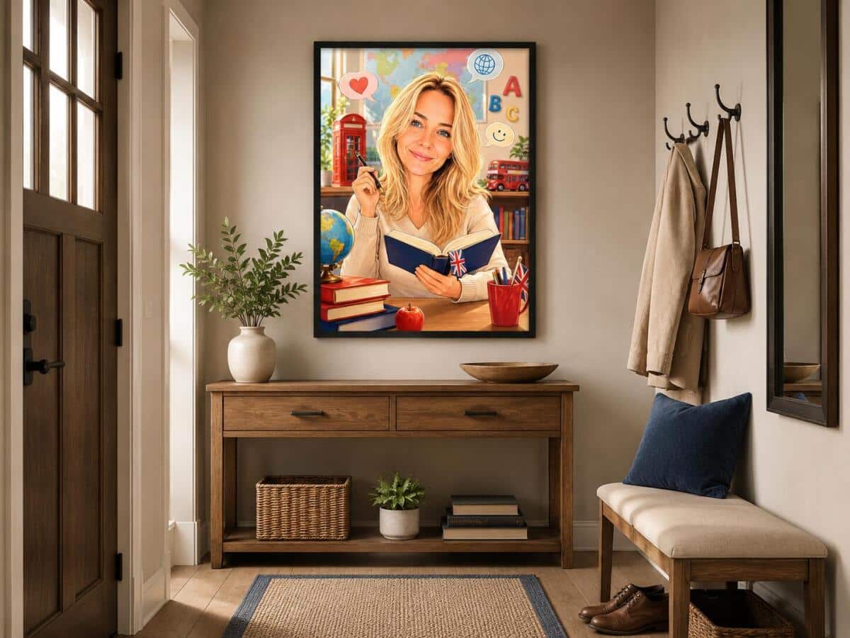 Personalizowany plakat dla nauczyciela języka angielskiego na Dzień Nauczyciela | Portret ze zdjęcia 31471 - zdjęcie 6