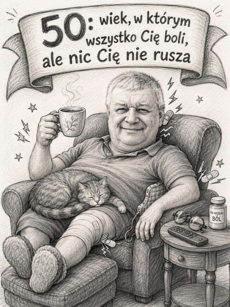 Śmieszny Plakat na 50. Urodziny ze Zdjęcia — Karykatura z Hasłem | Zabawny Prezent na Pięćdziesiątkę 83079 - zdjęcie 5