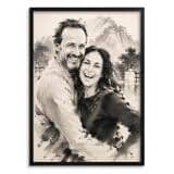 Plakat Personalizowany ze Zdjęcia- Portret Tuszem | Nowoczesny Obraz Para 31392 - miniaturka 1