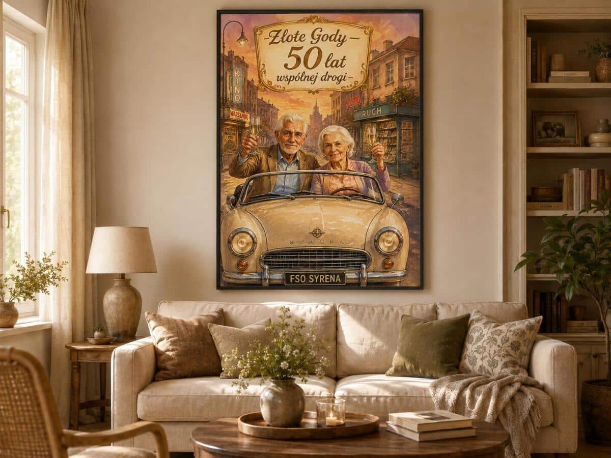 Śmieszny Plakat na 50. Rocznicę Ślubu ze Zdjęcia — Prezent Karykatura na Złote Gody 83093 - zdjęcie 5