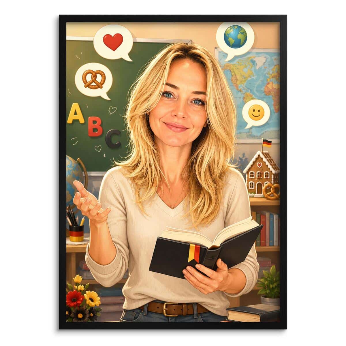 Personalizowany plakat dla nauczyciela języka niemieckiego na Dzień Nauczyciela | Portret ze zdjęcia 31474