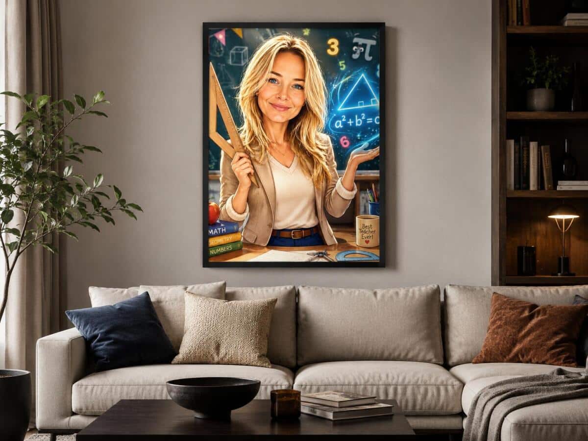 Personalizowany plakat dla nauczyciela matematyki na Dzień Nauczyciela | Portret ze zdjęcia 31476 - zdjęcie 7