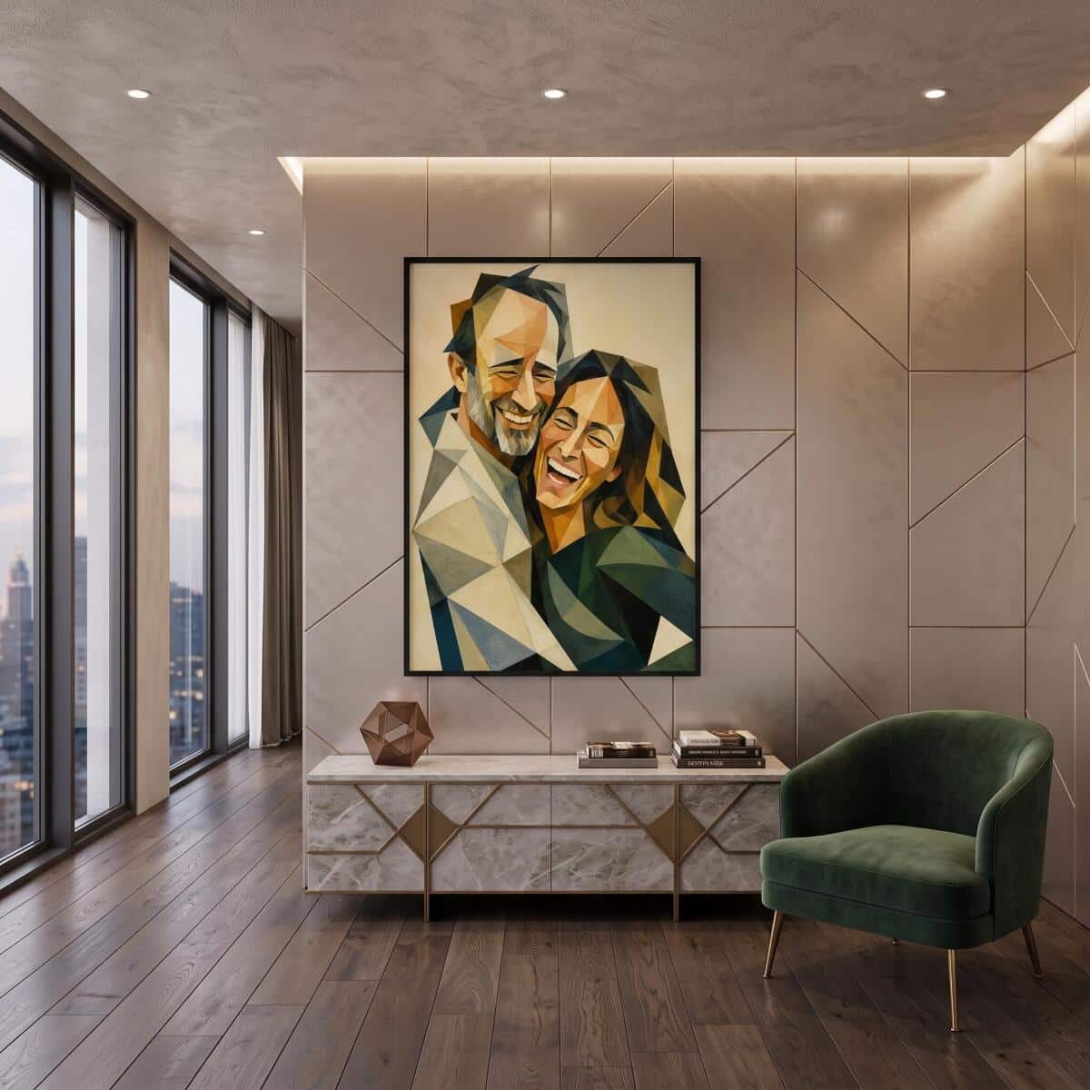 Plakat Personalizowany ze Zdjęcia Portret Pary | Geometryczny Obraz Kubizm 31378 - zdjęcie 2