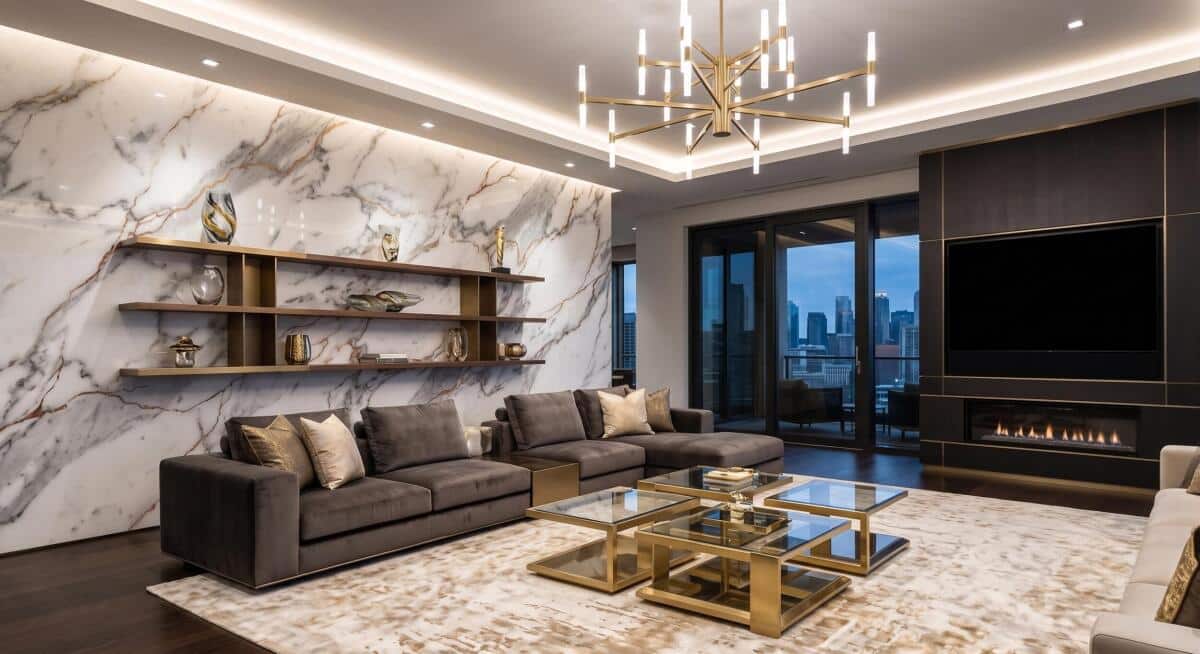 Fototapeta Biały Marmur ze Złotem | Elegancka dekoracja glamour 31251 - zdjęcie 2