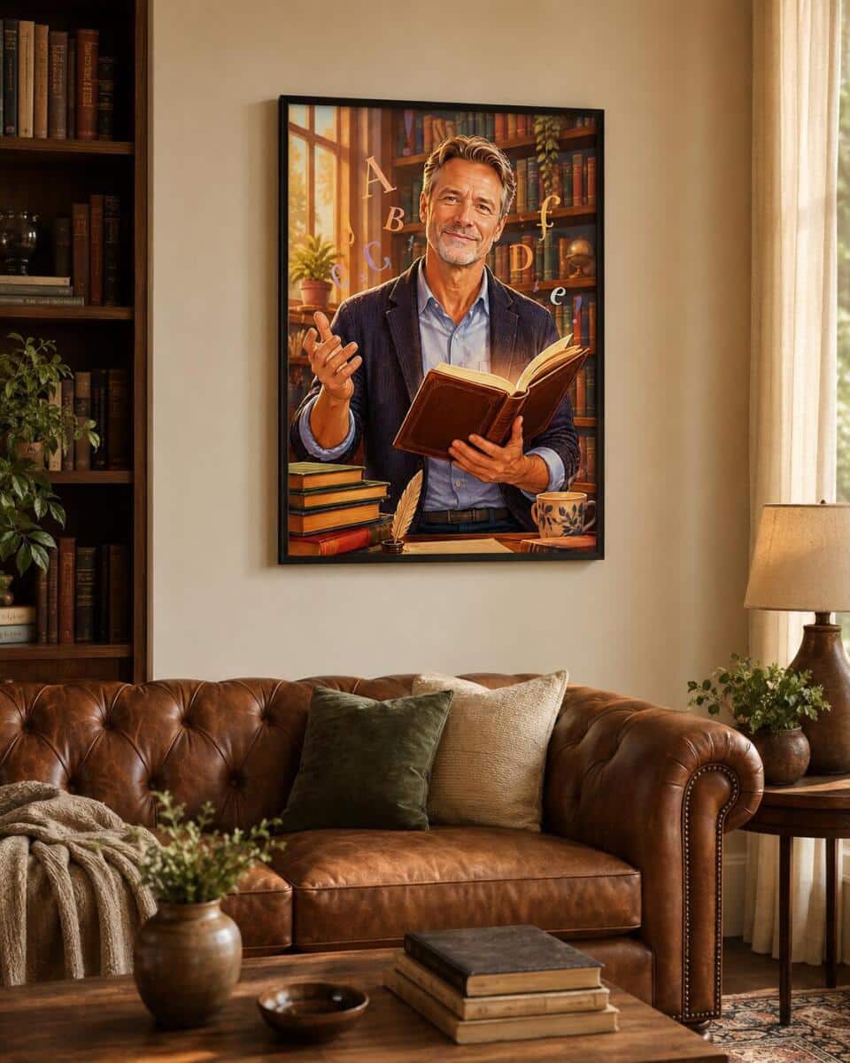 Personalizowany plakat dla nauczyciela języka polskiego na Dzień Nauczyciela | Literacki portret ze zdjęcia 31475 - zdjęcie 4
