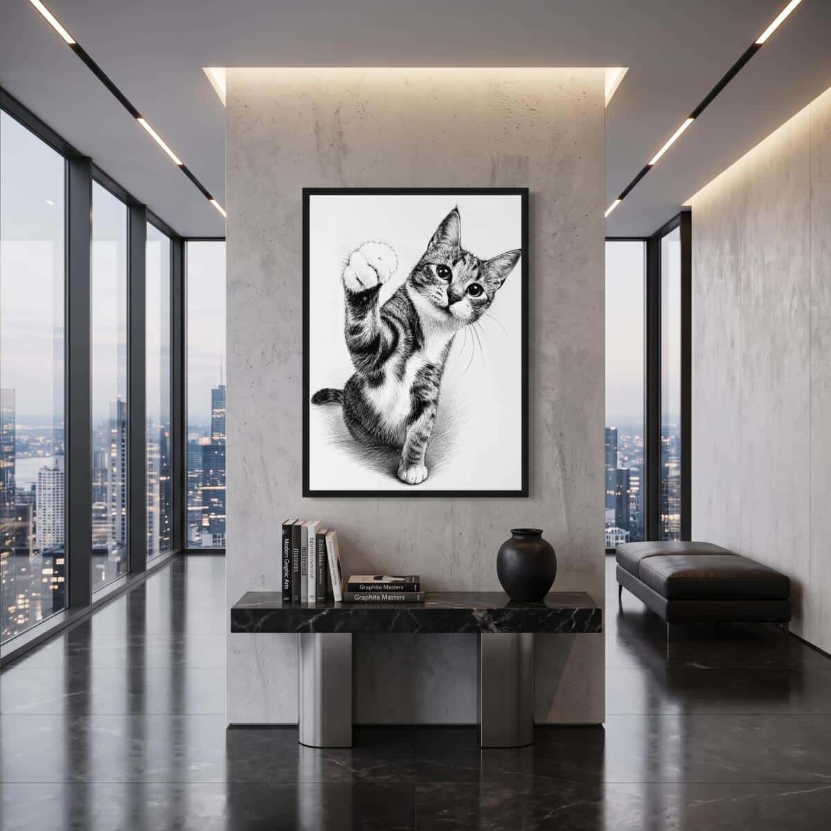 Plakat Personalizowany Szkic Kota | Rysunek ze Zdjęcia Pupila na Ścianę 31386 - zdjęcie 2