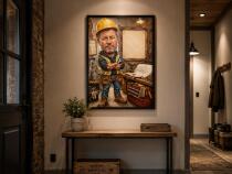 Humorystyczny Plakat ze Zdjęcia – Karykatura Budowlańca | Prezent z Własnym Tekstem 31499 - miniaturka 2