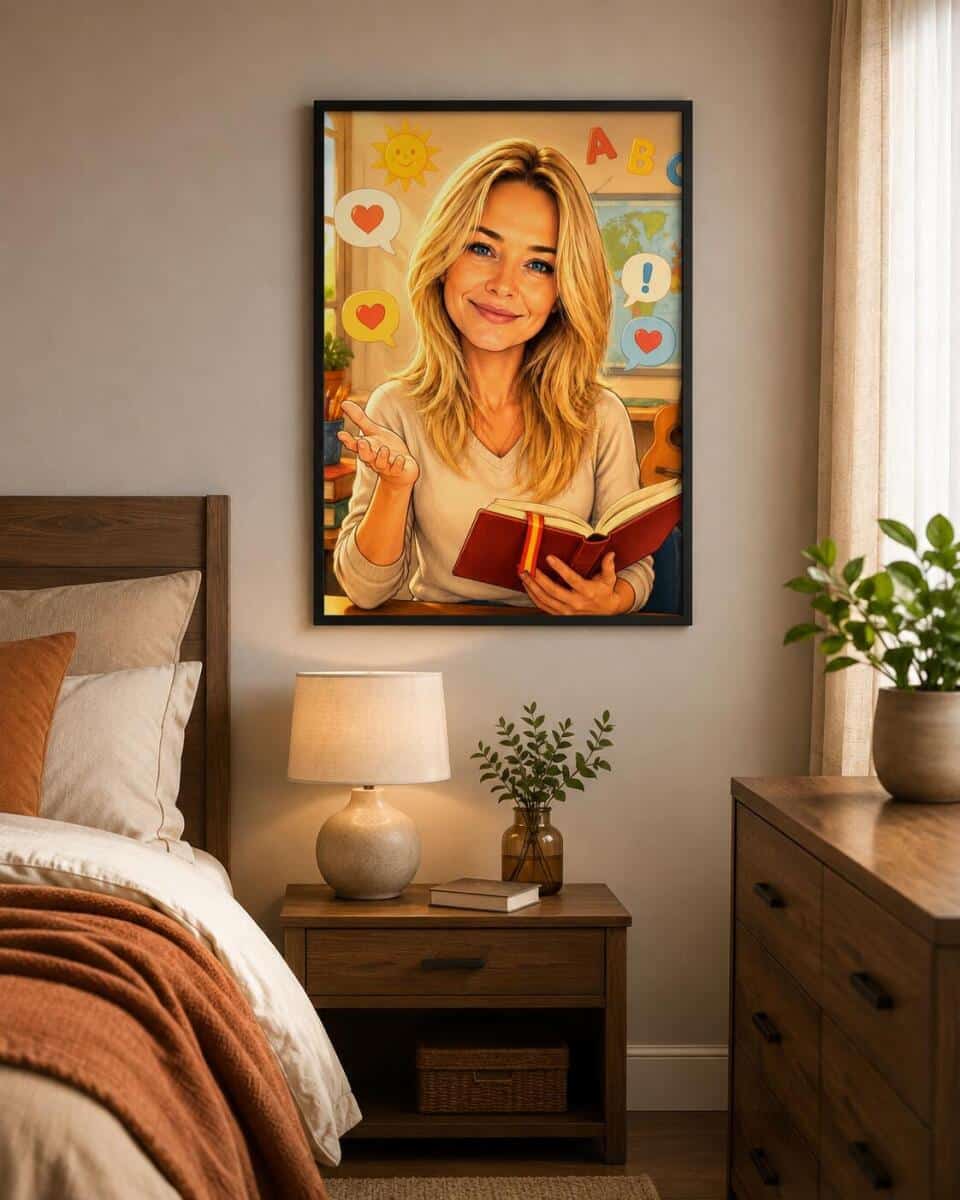 Personalizowany plakat dla nauczyciela języka hiszpańskiego na Dzień Nauczyciela | Portret ze zdjęcia 31473 - zdjęcie 6
