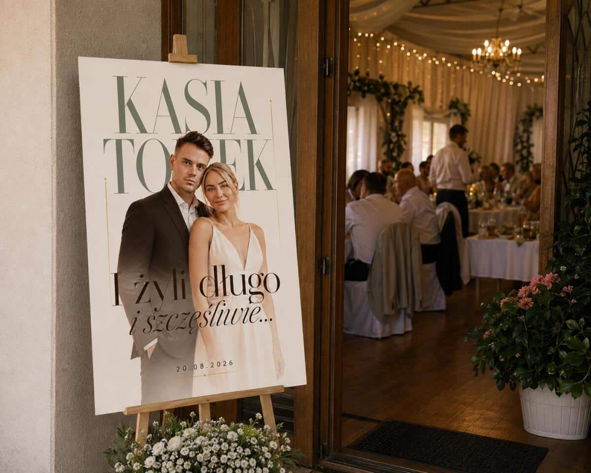 Personalizowana Tablica Powitalna na Ślub ze zdjęciem, imionami i datą 39018 - zdjęcie 2