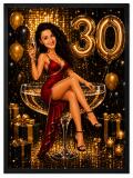 Plakat na 30. Urodziny ze Zdjęcia — Śmieszna Karykatura w Stylu Glamour | Prezent na Trzydziestkę 83074 - miniaturka 6