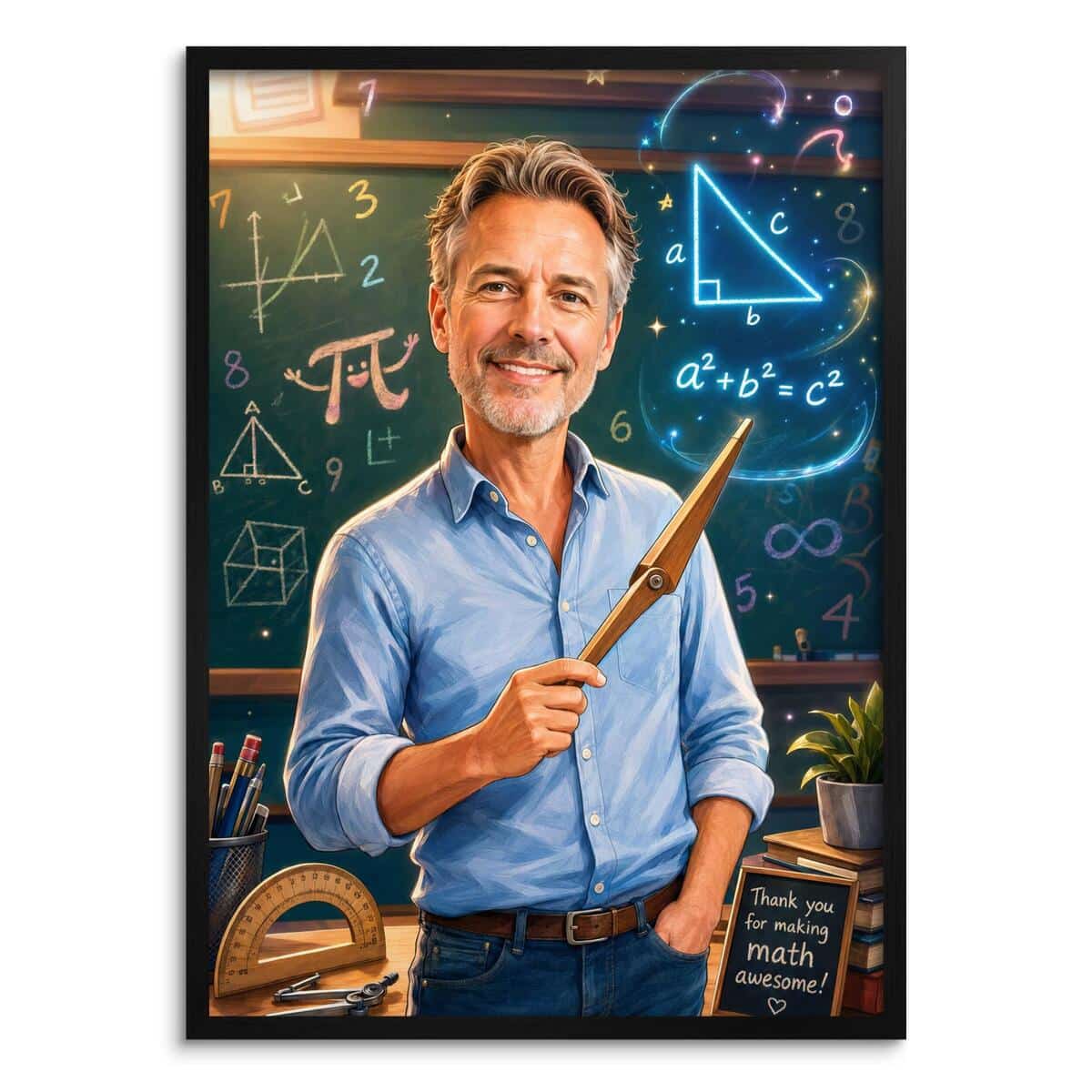 Personalizowany plakat dla nauczyciela matematyki na Dzień Nauczyciela | Portret ze zdjęcia 31476 - zdjęcie 2