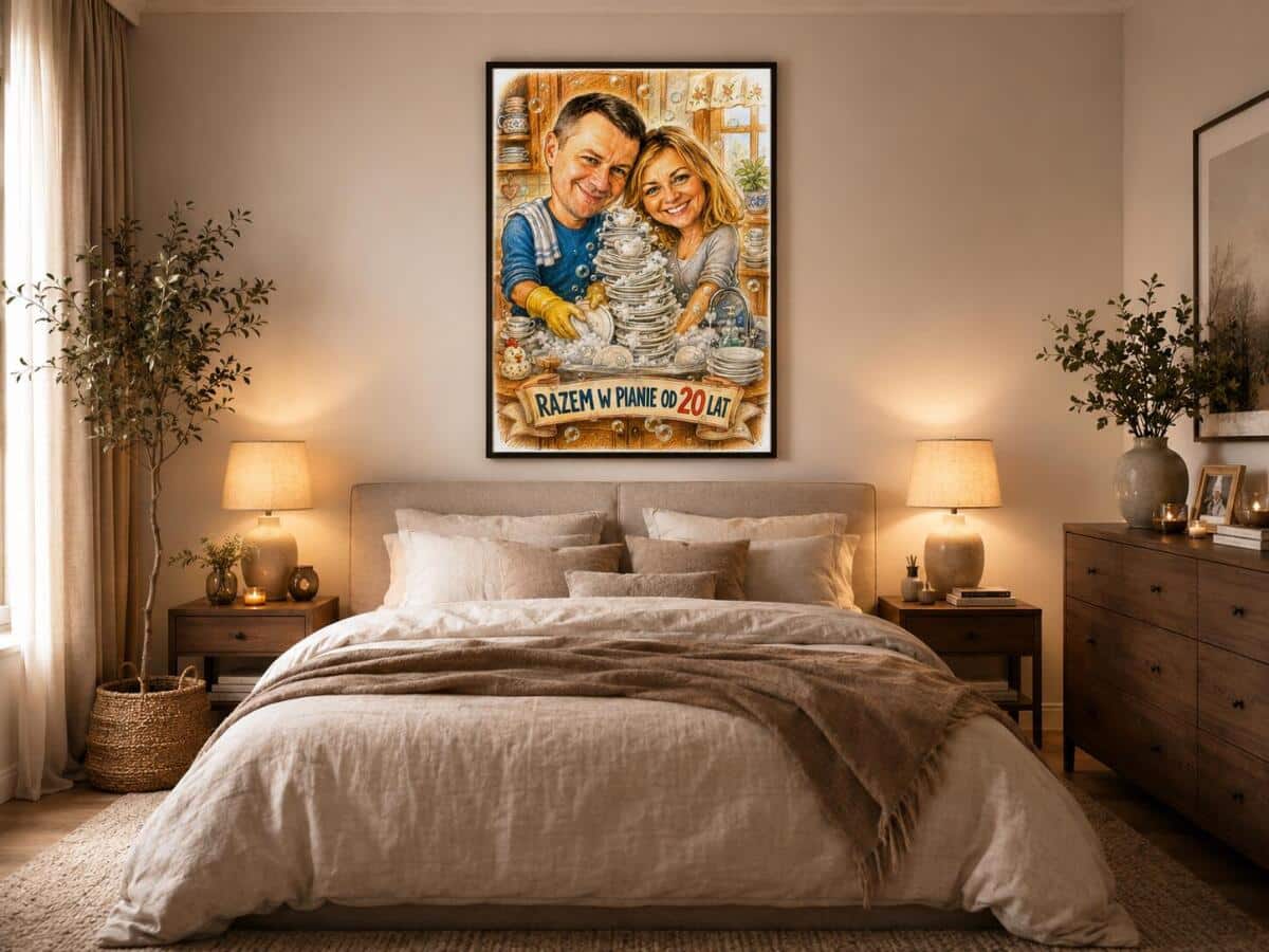 Śmieszny Plakat na 20. Rocznicę Ślubu ze Zdjęcia — Karykatura Pary | Porcelanowe Gody 83087 - zdjęcie 3