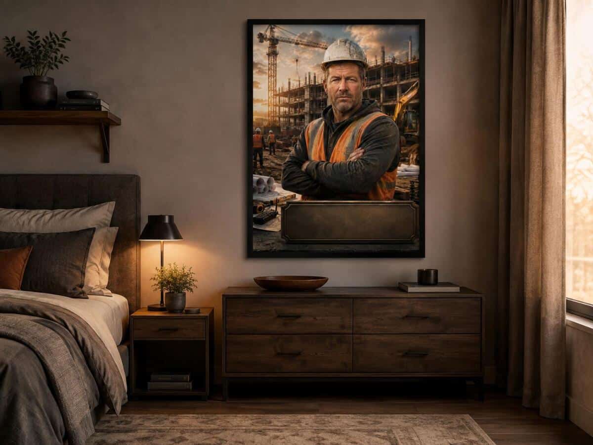 Profesjonalny Plakat ze Zdjęcia – Portret Budowlańca | Portret z Własnym Tekstem 31500 - zdjęcie 2
