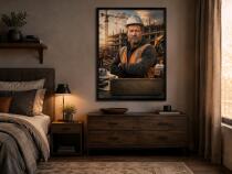Profesjonalny Plakat ze Zdjęcia – Portret Budowlańca | Portret z Własnym Tekstem 31500 - miniaturka 2