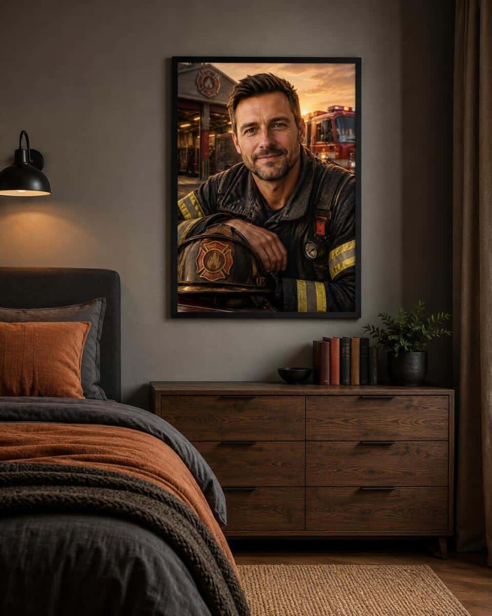 Plakat ze Zdjęcia – Elegancki Portret Strażaka | Prezent na Jubileusz, Awans od Współpracowników lub Rodziny 31513 - zdjęcie 3
