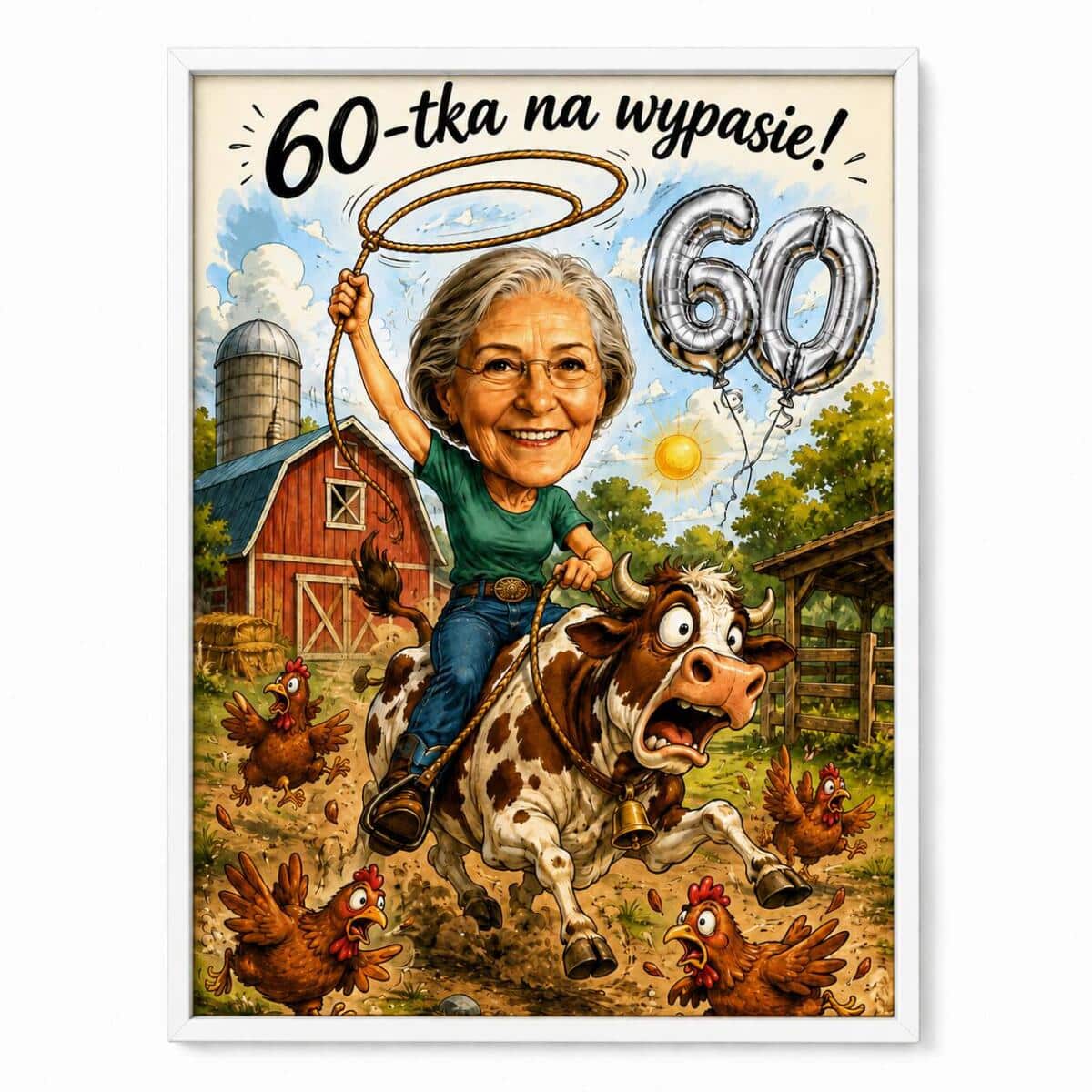 Plakat na 60 urodziny z Twojego zdjęcia – śmieszna karykatura 83001 - zdjęcie 3