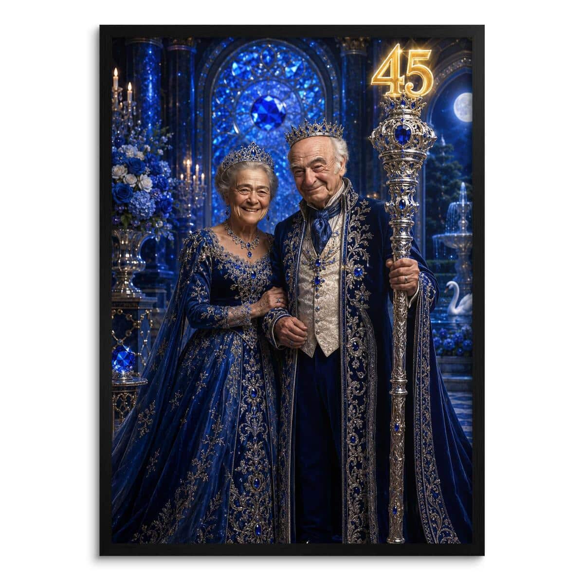 Plakat Królewska Para 45 Rocznica Ślubu | Portret Szafirowe Gody Glamour 31419