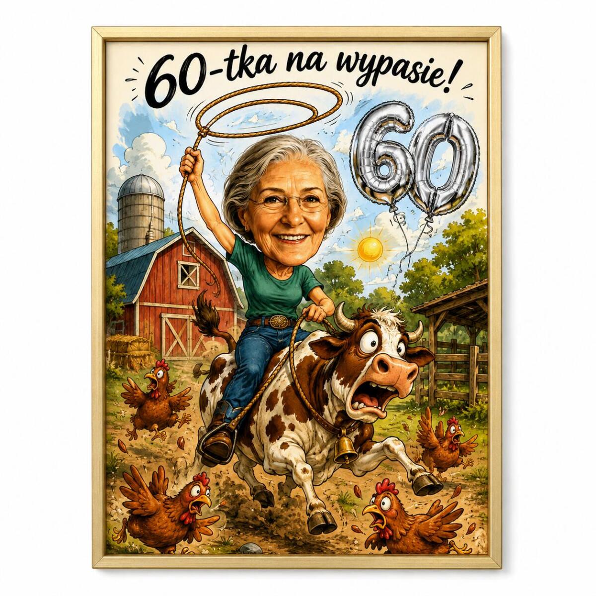 Plakat na 60 urodziny z Twojego zdjęcia – śmieszna karykatura 83001 - zdjęcie 2