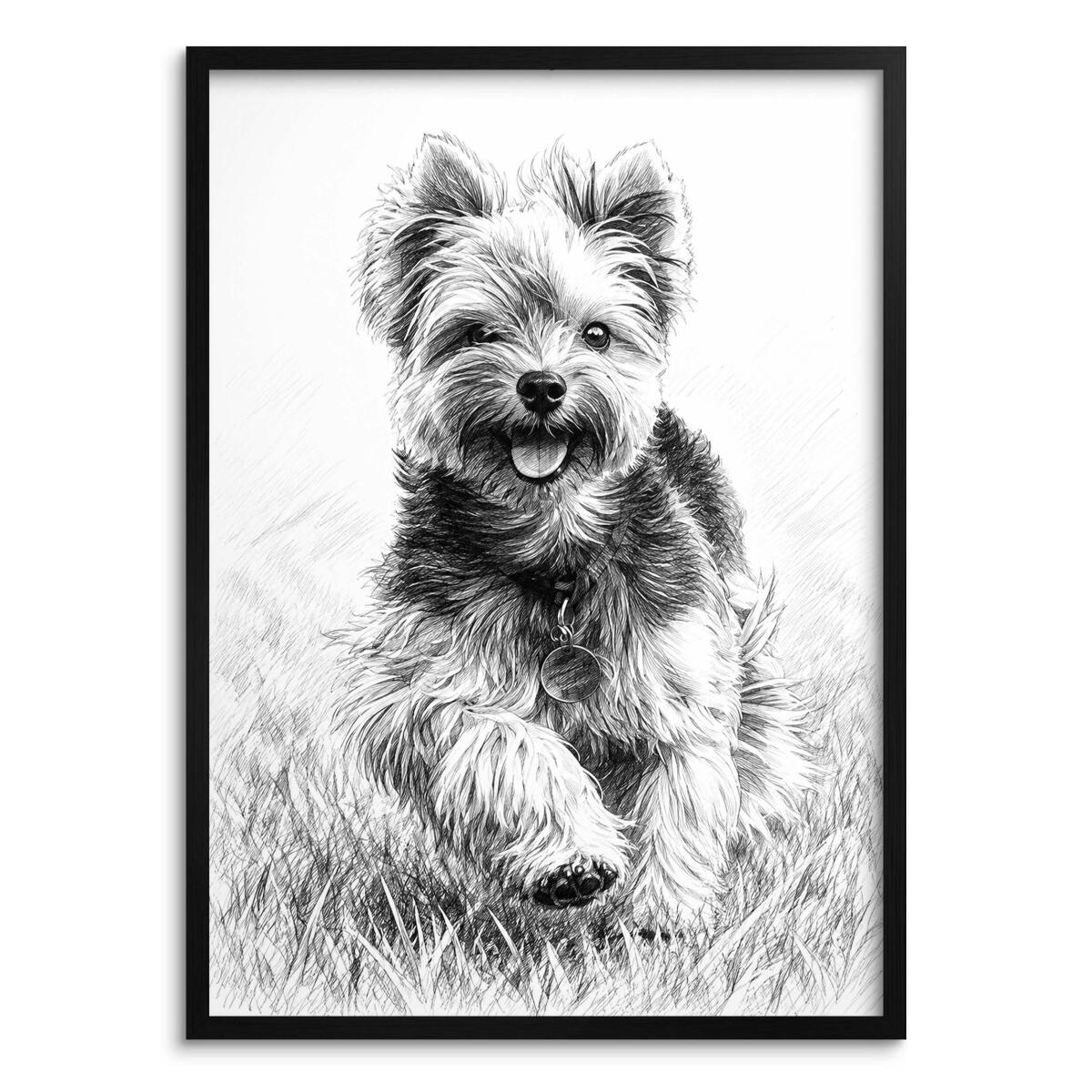 Plakat ze zdjęcia Pies Szkic | Personalizowany portret pupila ołówek 31384
