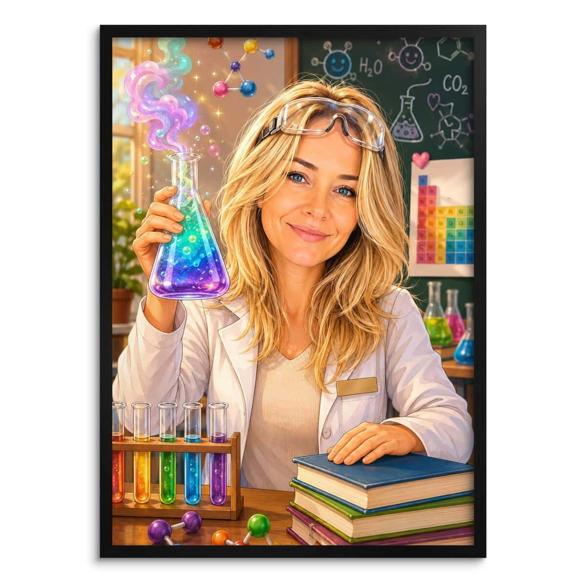 Personalizowany plakat dla nauczyciela chemii na Dzień Nauczyciela | Portret ze zdjęcia 31466