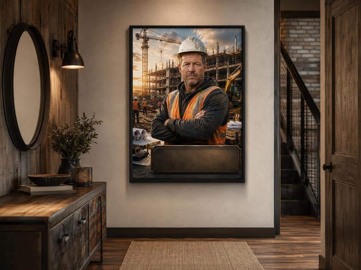 Profesjonalny Plakat ze Zdjęcia – Portret Budowlańca | Portret z Własnym Tekstem 31500 - zdjęcie 4
