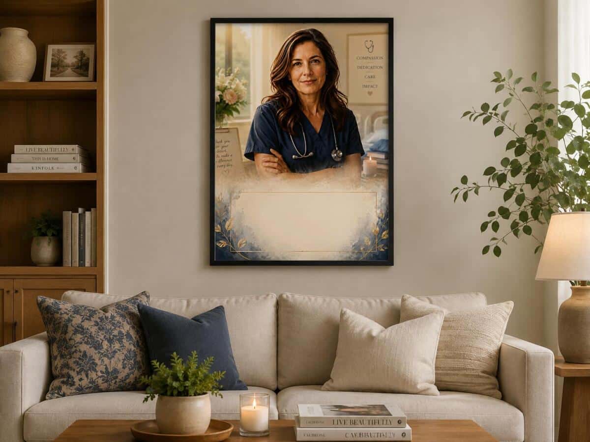 Wzruszający Plakat ze Zdjęcia – Portret Pielęgniarki | Podziękowanie od Pacjenta z Własnym Tekstem 31506 - zdjęcie 2