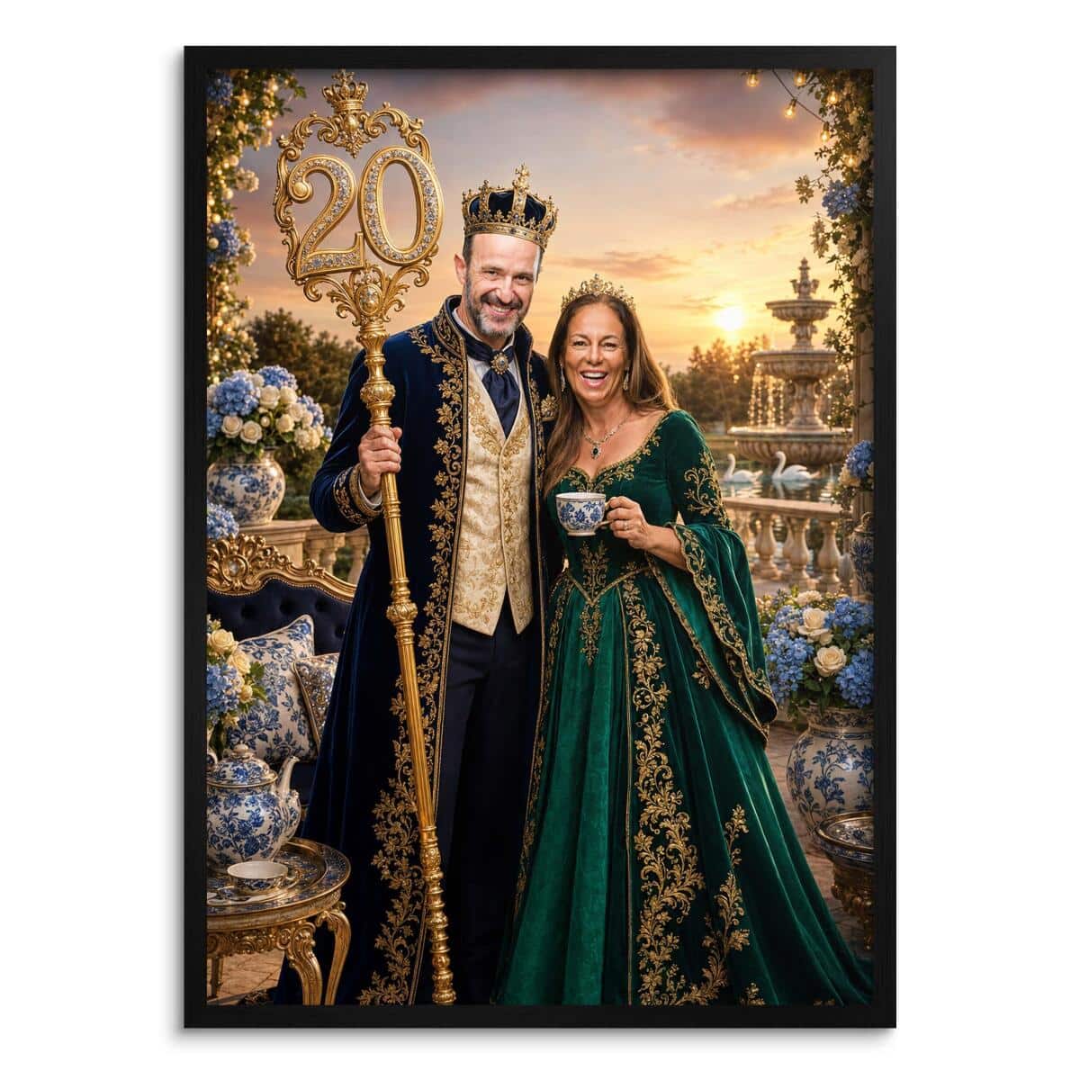 Plakat Królewska 20 Rocznica Ślubu | Portret Para Królewska Porcelanowe Gody 31414
