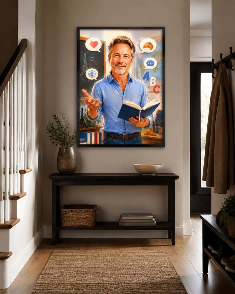 Personalizowany plakat dla nauczyciela języka francuskiego na Dzień Nauczyciela | Portret ze zdjęcia 31472 - zdjęcie 7